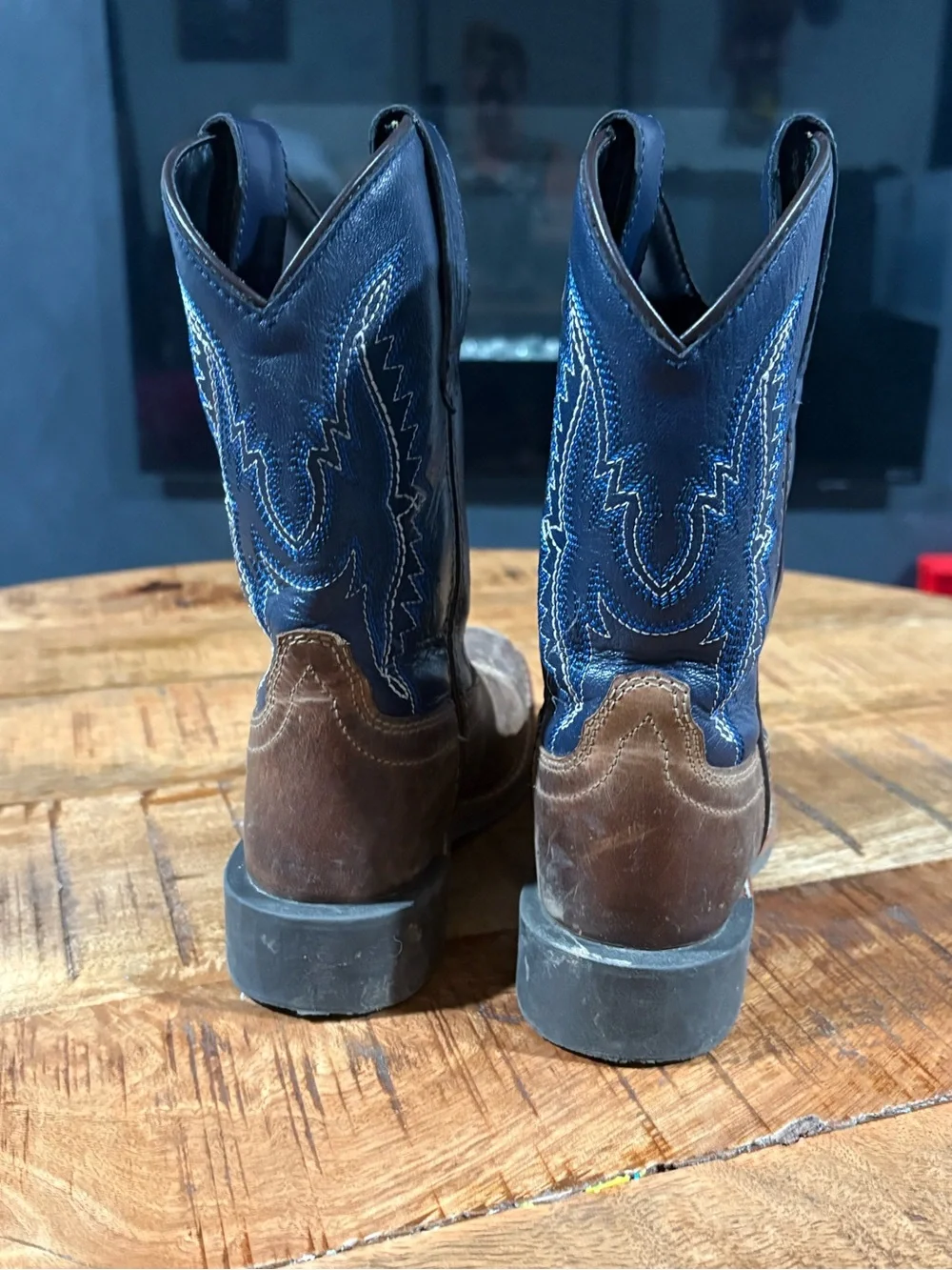J.B. Dillon Boys Blue and Brown Western Pull-On Boots